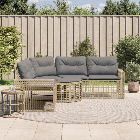 Tuinbank met kussens en voetensteun L-vormig poly rattan beige is nu te koop bij PeponiXL, paradijselijk wonen!
