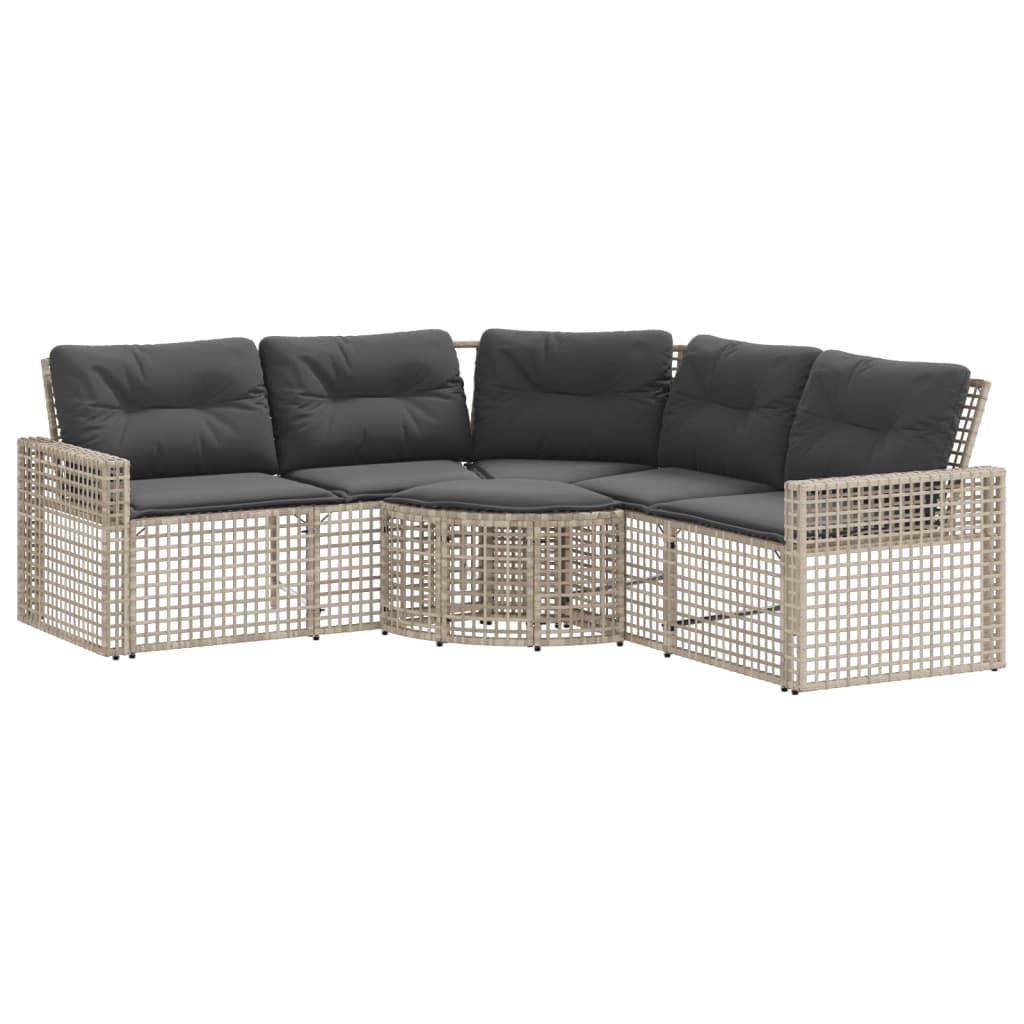 Tuinbank met kussens en voetensteun L-vormig rattan lichtgrijs is nu te koop bij PeponiXL, paradijselijk wonen!