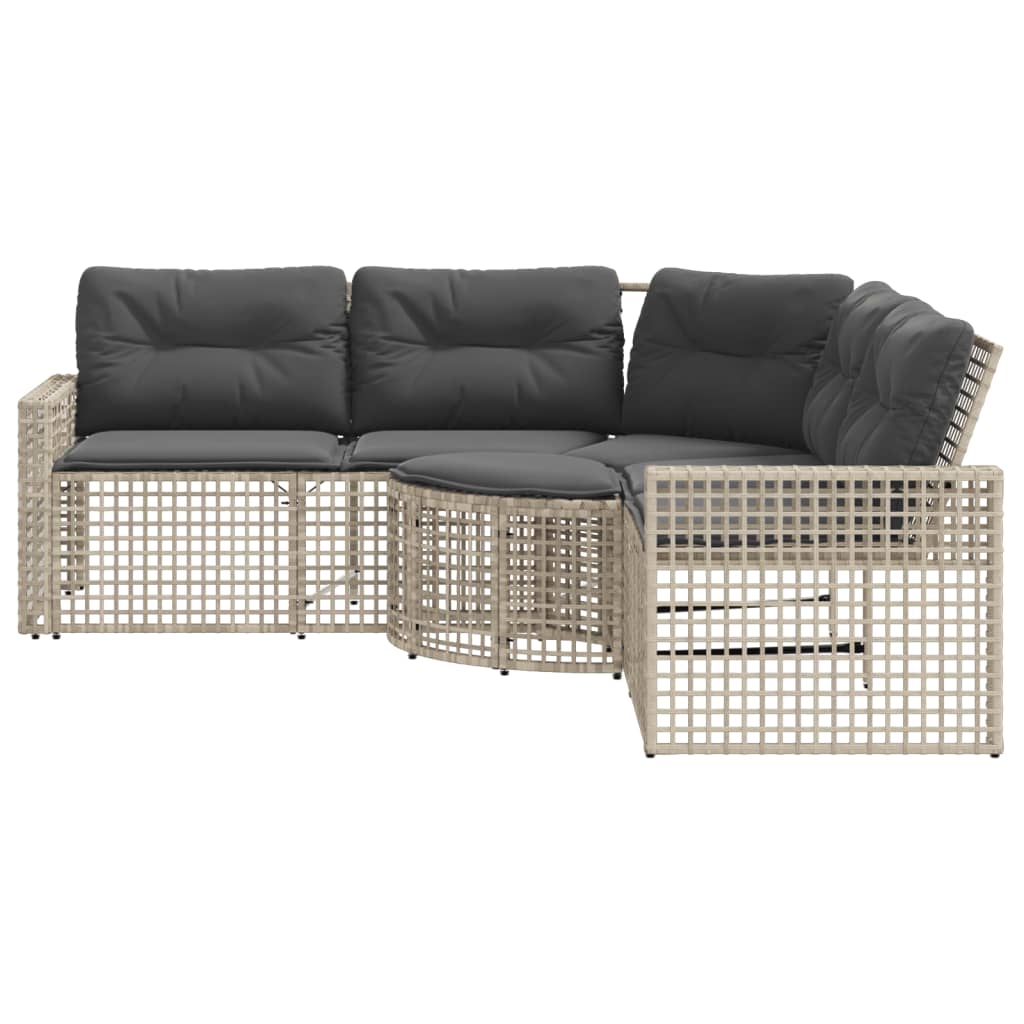 Tuinbank met kussens en voetensteun L-vormig rattan lichtgrijs is nu te koop bij PeponiXL, paradijselijk wonen!