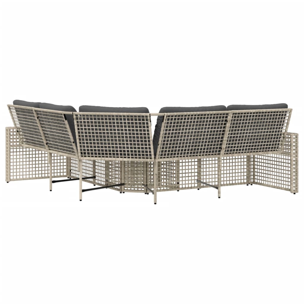 Tuinbank met kussens en voetensteun L-vormig rattan lichtgrijs is nu te koop bij PeponiXL, paradijselijk wonen!