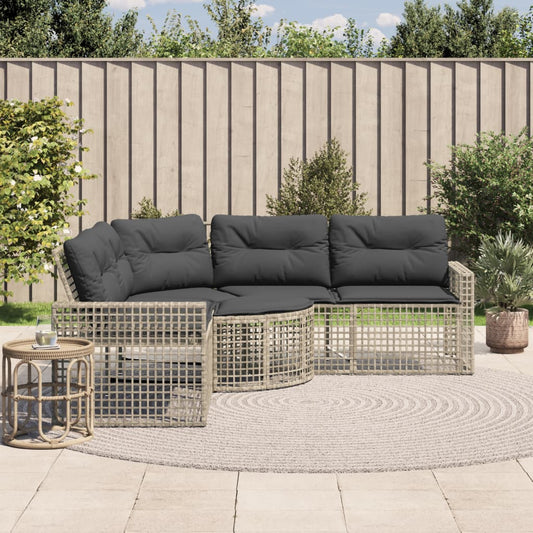 Tuinbank met kussens en voetensteun L-vormig rattan lichtgrijs is nu te koop bij PeponiXL, paradijselijk wonen!