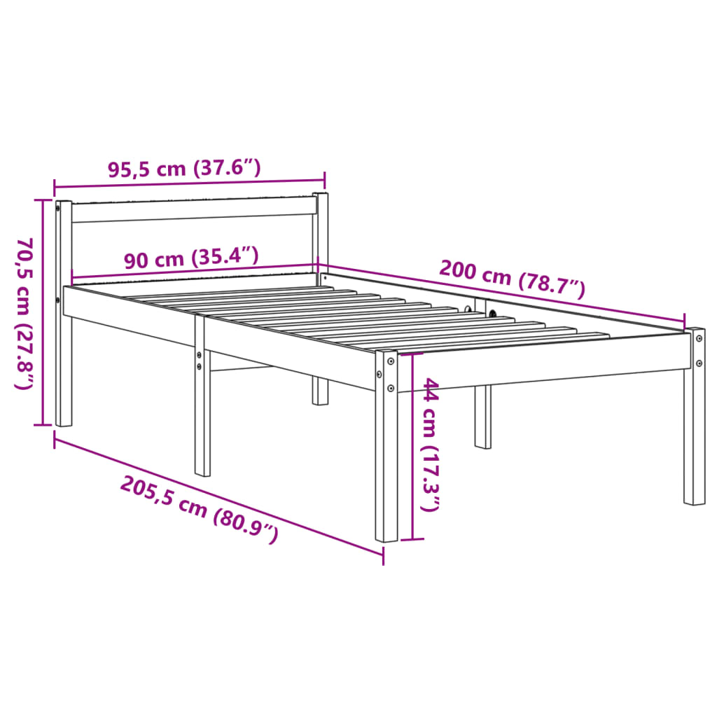Seniorenbed massief grenenhout wasbruin 90x200 cm is nu te koop bij PeponiXL, paradijselijk wonen!