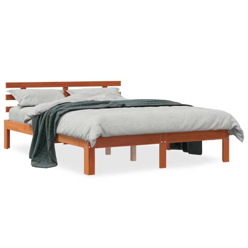 Bed met matras massief grenenhout wasbruin 140x190 cm is nu te koop bij PeponiXL, paradijselijk wonen!