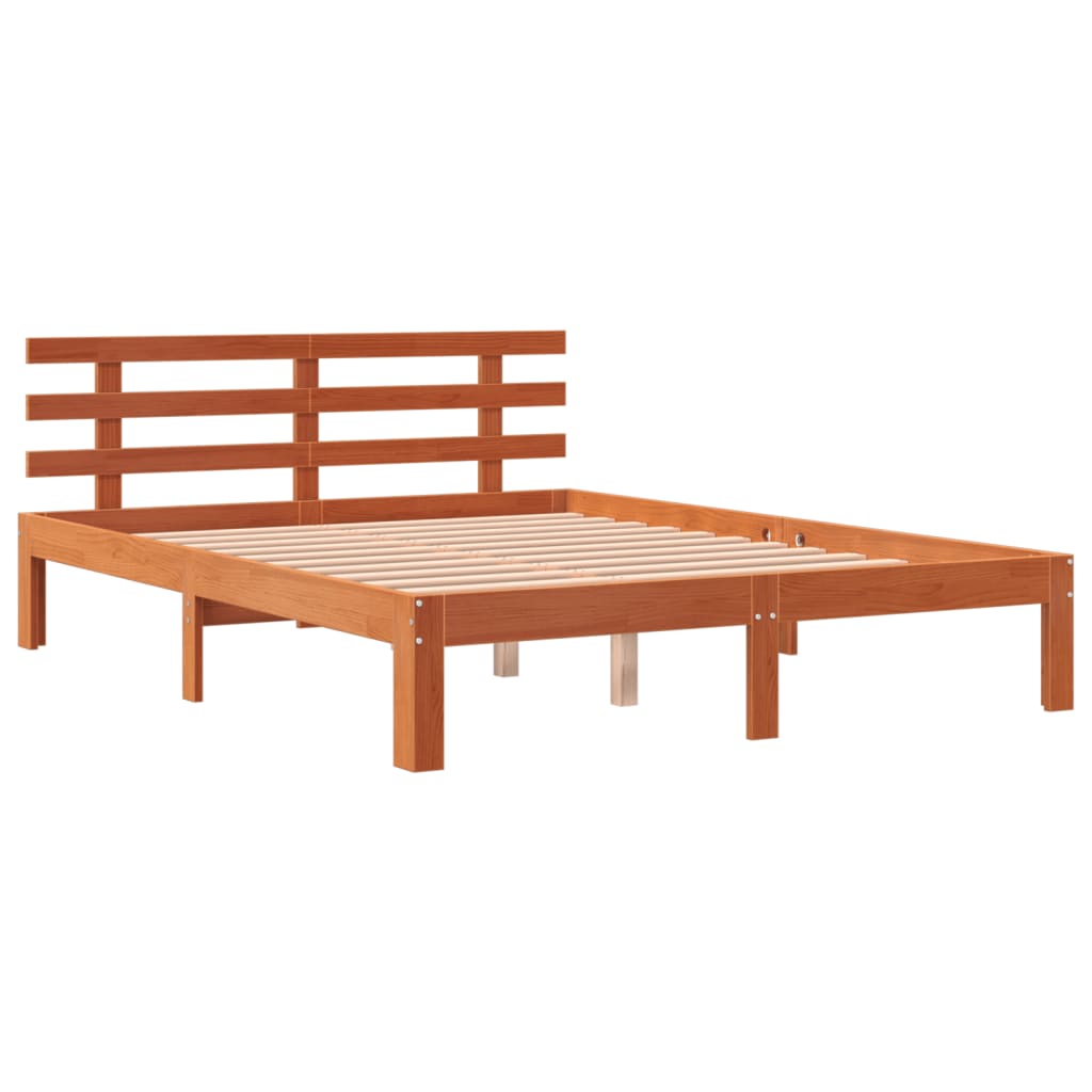 Bed met matras massief grenenhout wasbruin 140x190 cm is nu te koop bij PeponiXL, paradijselijk wonen!