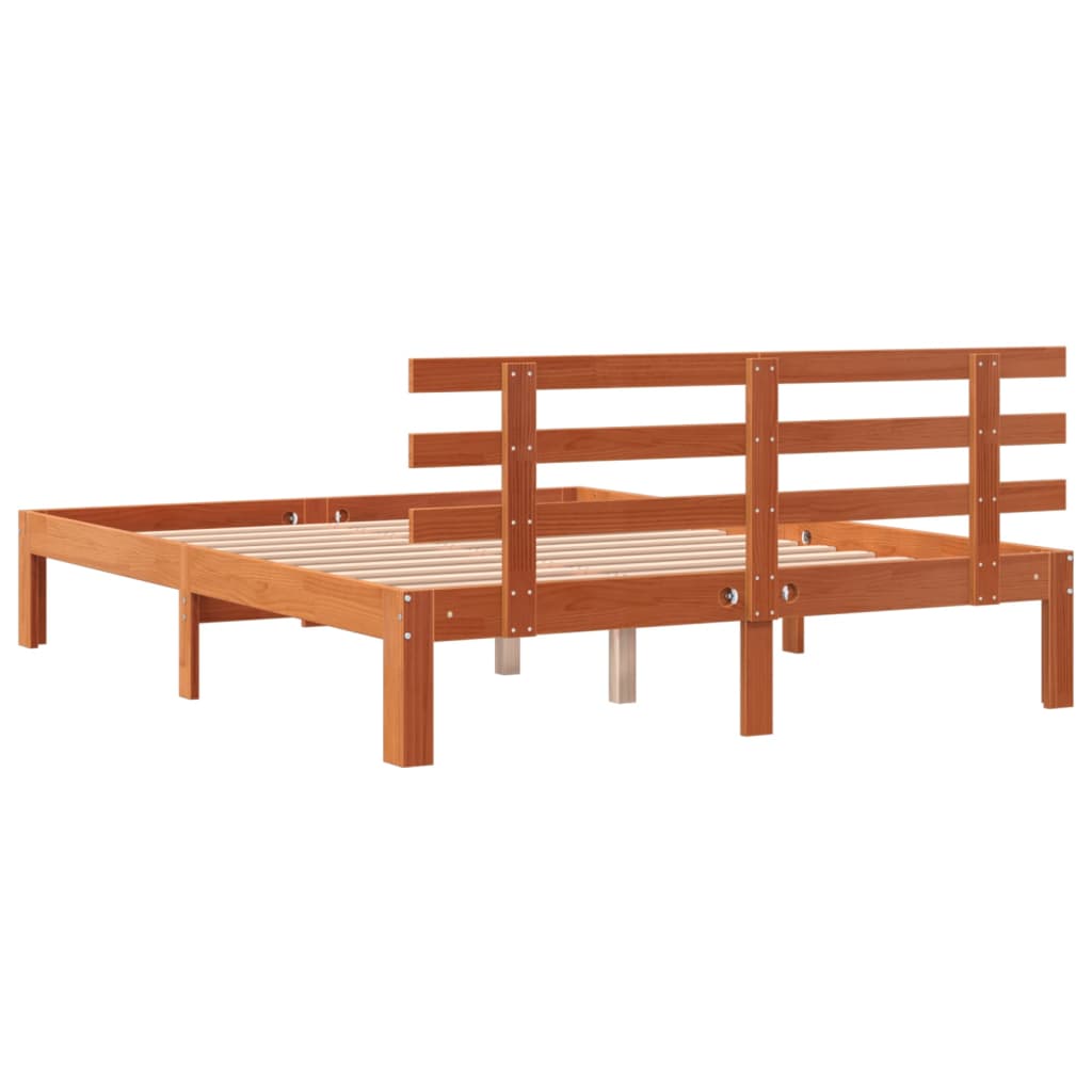 Bed met matras massief grenenhout wasbruin 140x190 cm is nu te koop bij PeponiXL, paradijselijk wonen!