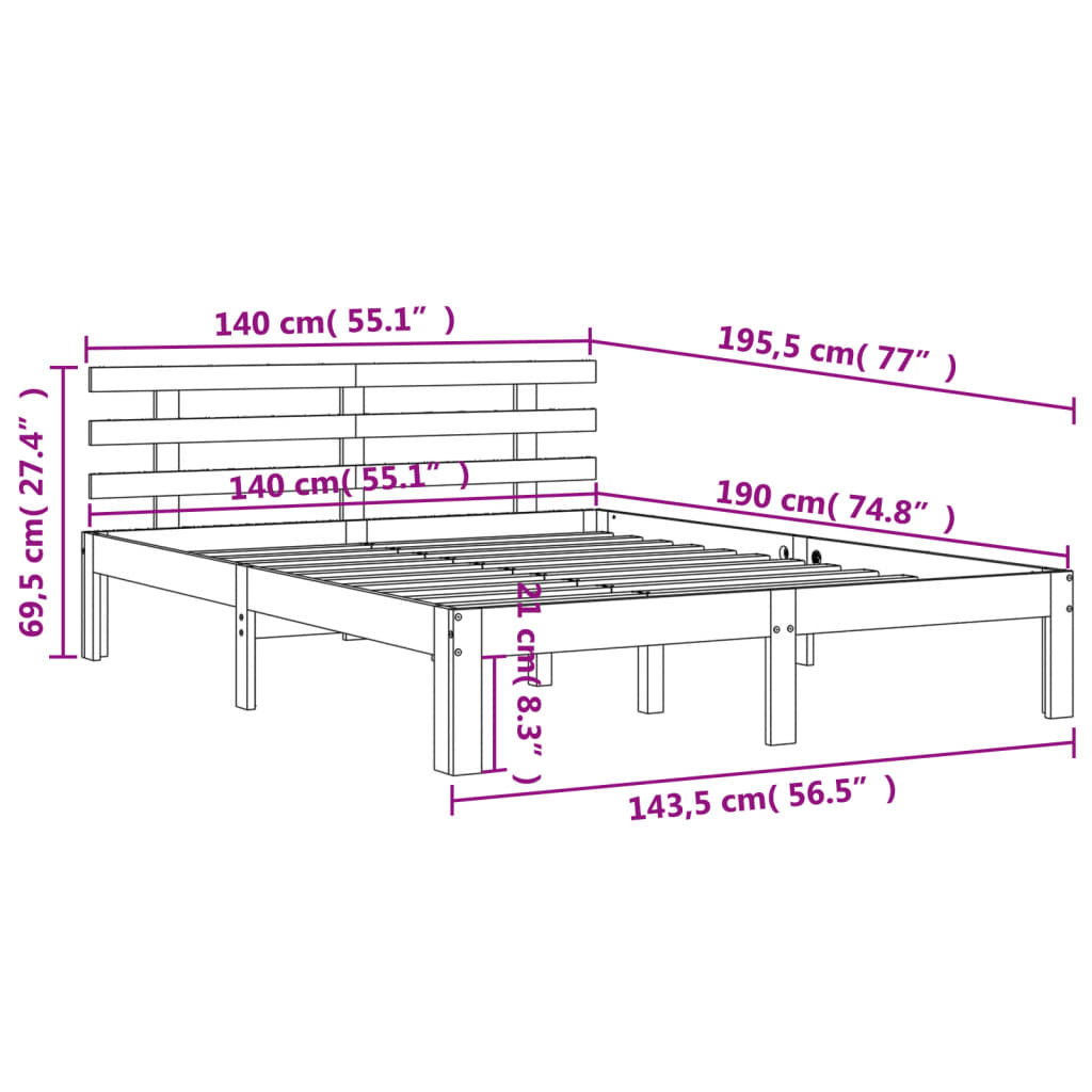 Bed met matras massief grenenhout wasbruin 140x190 cm is nu te koop bij PeponiXL, paradijselijk wonen!