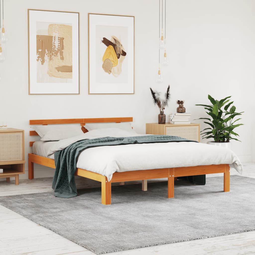 Bed met matras massief grenenhout wasbruin 140x190 cm is nu te koop bij PeponiXL, paradijselijk wonen!