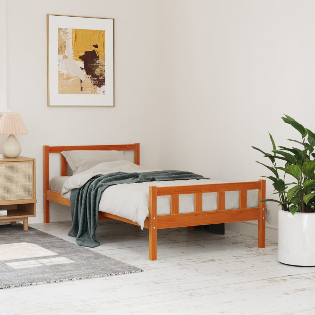Bedframe zonder matras massief grenenhout wasbruin 75x190 cm is nu te koop bij PeponiXL, paradijselijk wonen!