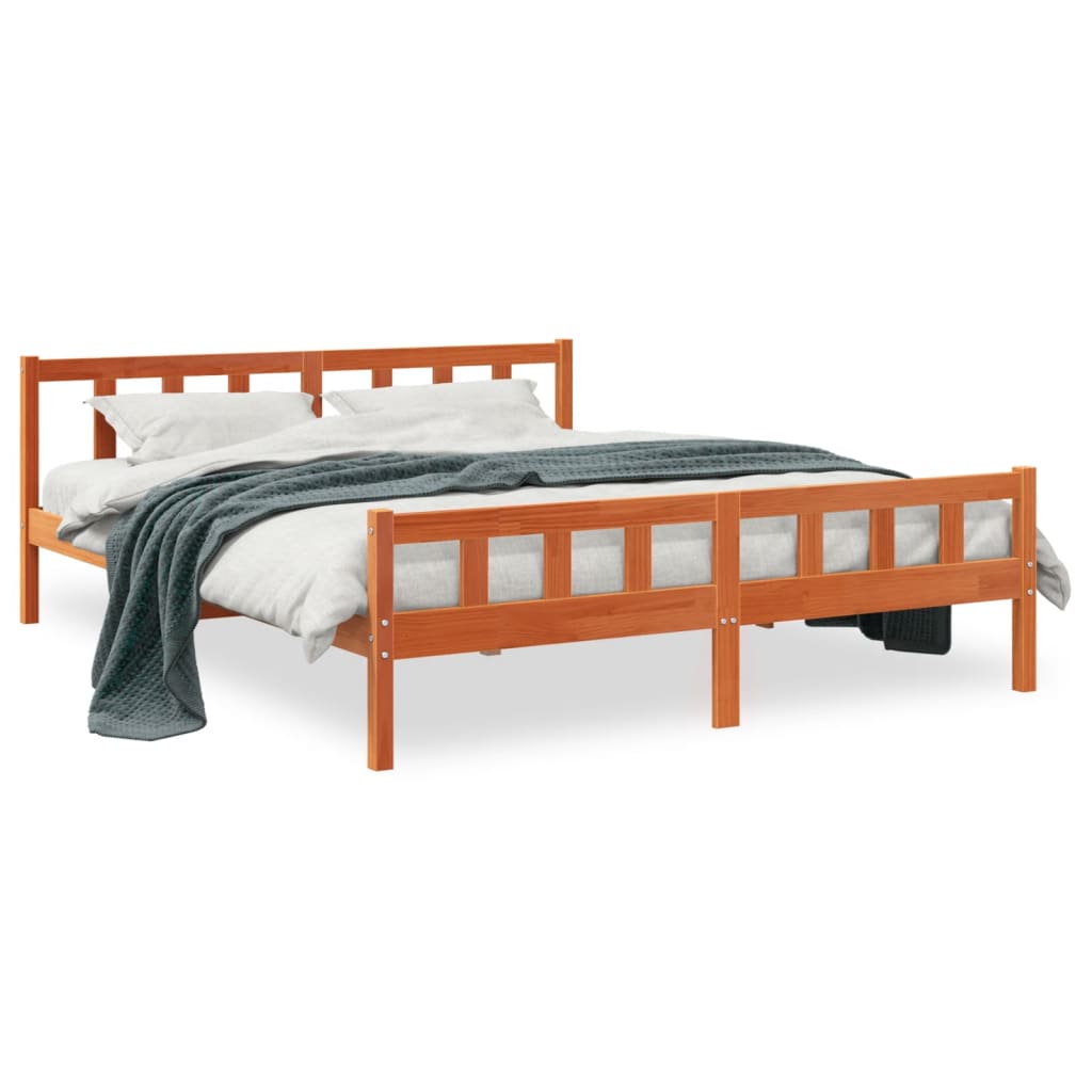 Bedframe zonder matras massief grenenhout wasbruin 160x200 cm is nu te koop bij PeponiXL, paradijselijk wonen!