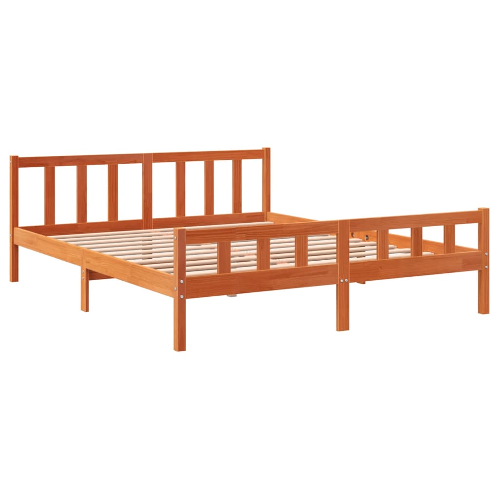 Bedframe zonder matras massief grenenhout wasbruin 160x200 cm is nu te koop bij PeponiXL, paradijselijk wonen!