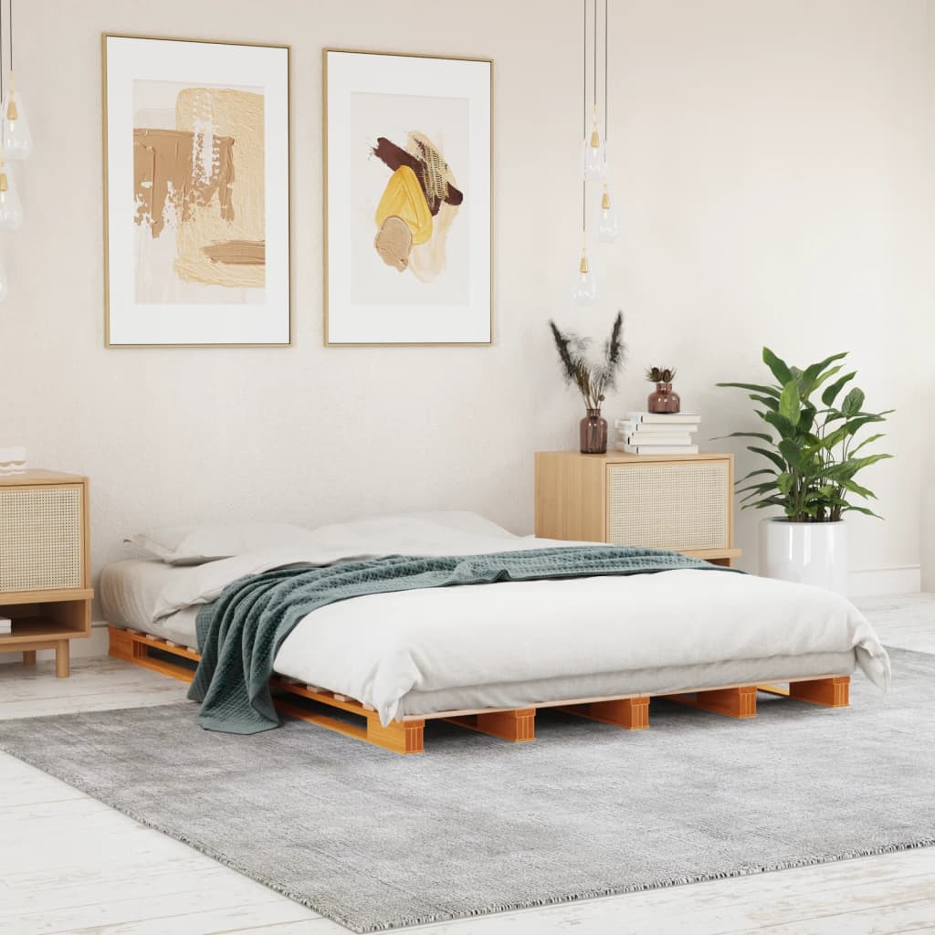 Palletbed massief grenenhout wasbruin 140x200 cm is nu te koop bij PeponiXL, paradijselijk wonen!