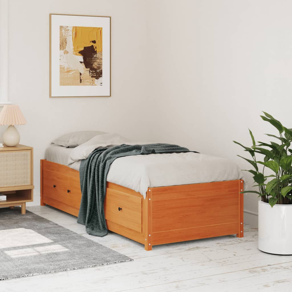 Bedbank zonder matras wasbruin 75x190 cm massief grenenhout is nu te koop bij PeponiXL, paradijselijk wonen!