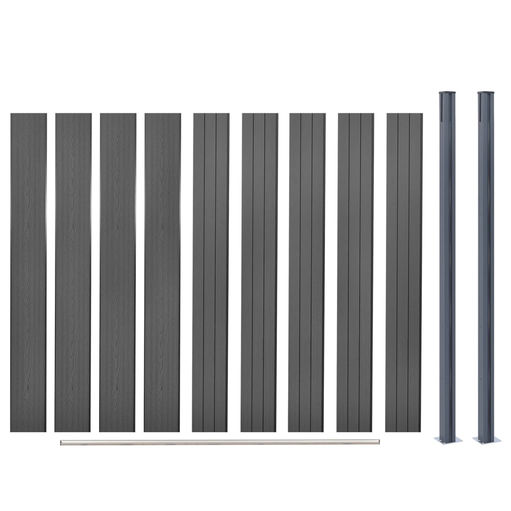Schuttingpaneelset 180x186 cm HKC grijs is nu te koop bij PeponiXL, paradijselijk wonen!