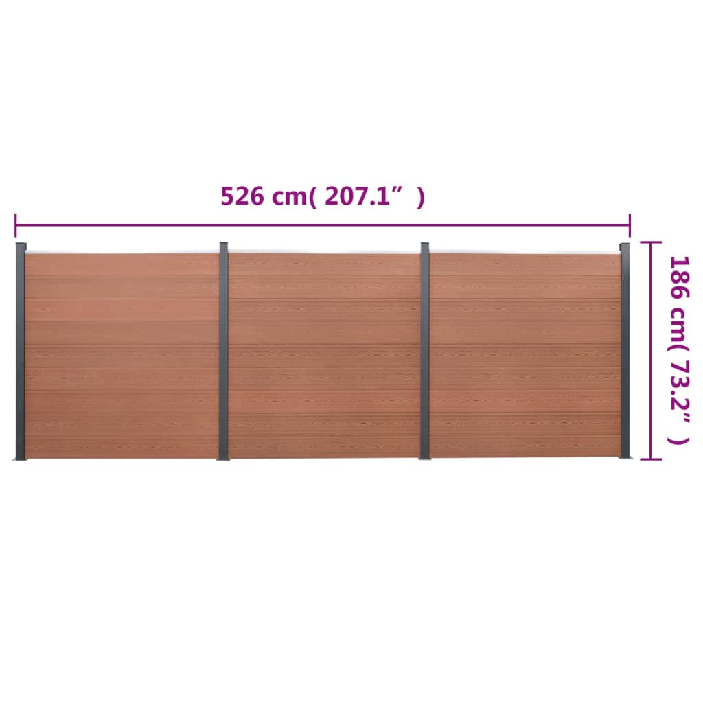 Schuttingpaneelset 526x186 cm HKC bruin is nu te koop bij PeponiXL, paradijselijk wonen!