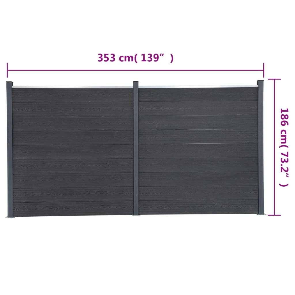 Schuttingpaneelset 353x186 cm HKC grijs is nu te koop bij PeponiXL, paradijselijk wonen!
