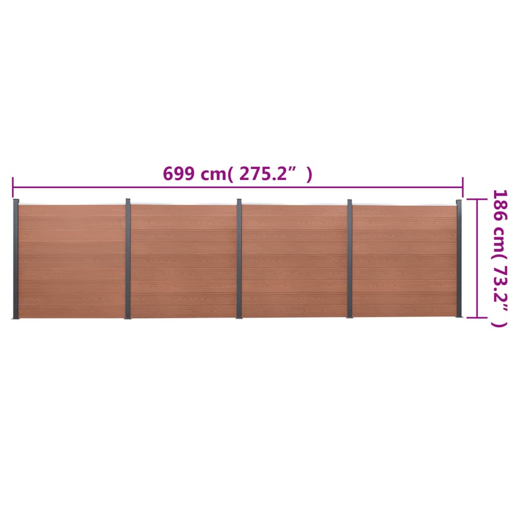 Schuttingpaneelset 699x186 cm HKC bruin is nu te koop bij PeponiXL, paradijselijk wonen!