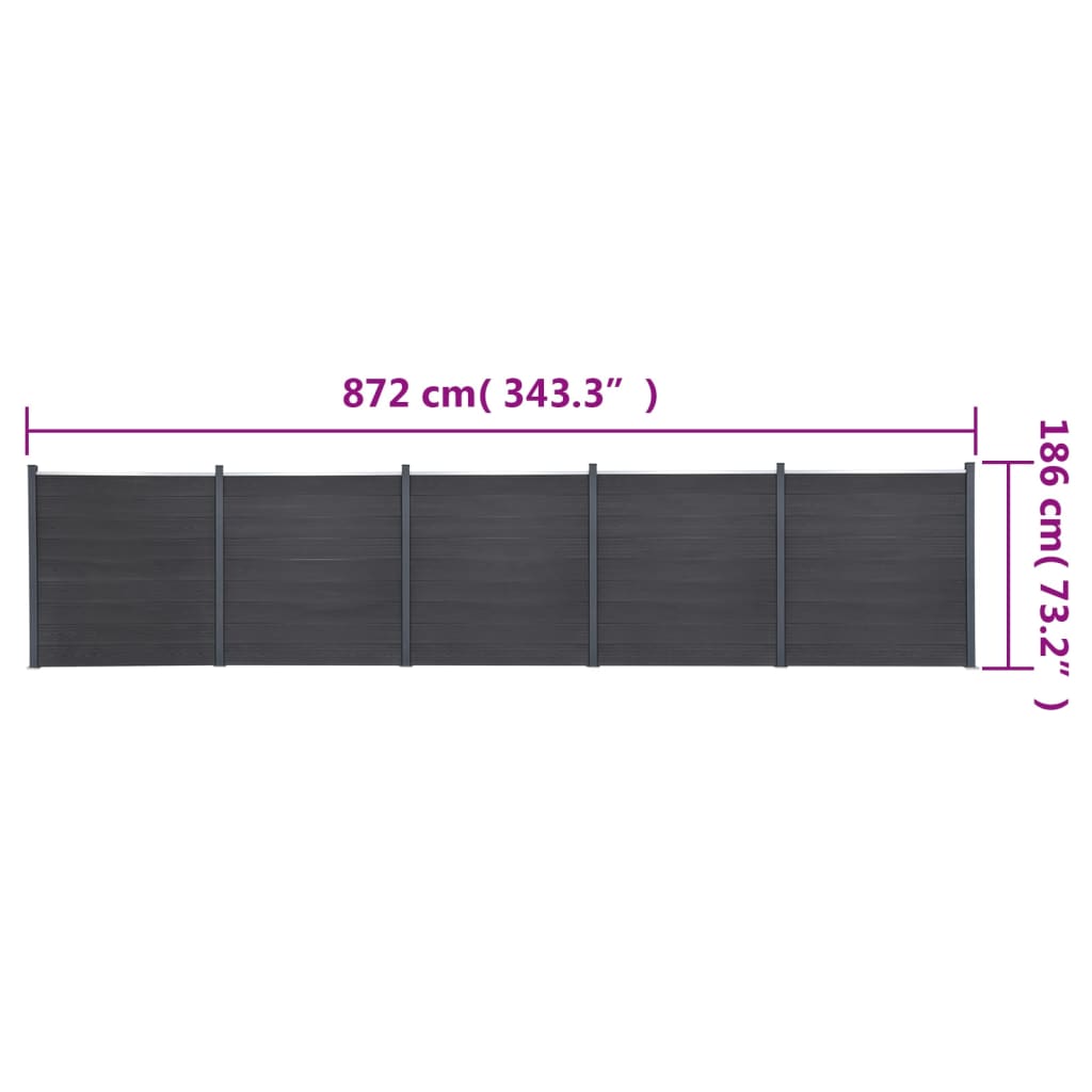 Schuttingpaneelset 872x186 cm HKC grijs is nu te koop bij PeponiXL, paradijselijk wonen!