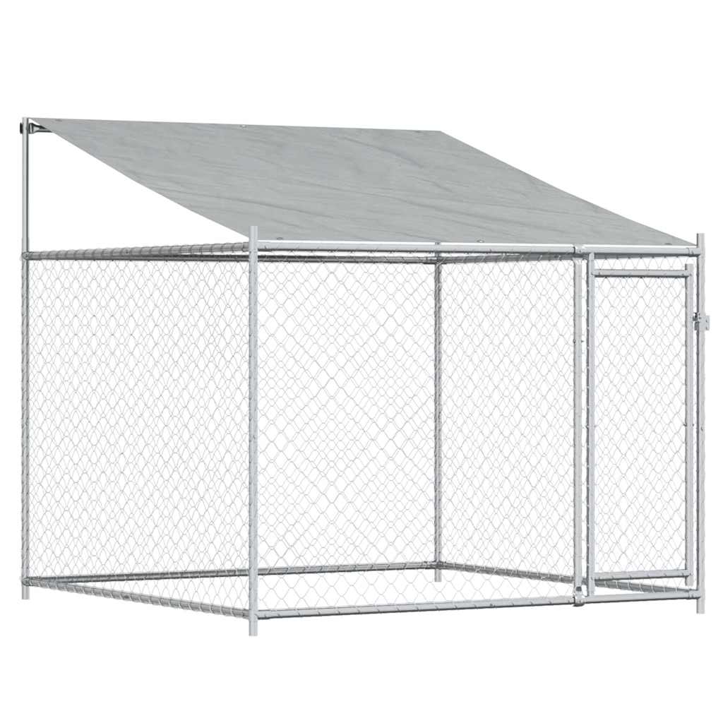Hondenhok met dak en deur 2x2x2 m gegalvaniseerd staal grijs is nu te koop bij PeponiXL, paradijselijk wonen!