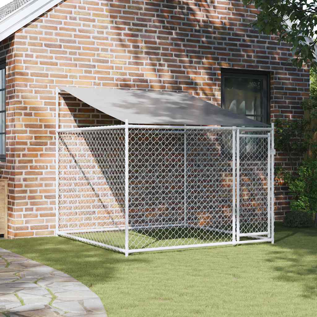 Hondenhok met dak en deur 2x2x2 m gegalvaniseerd staal grijs is nu te koop bij PeponiXL, paradijselijk wonen!