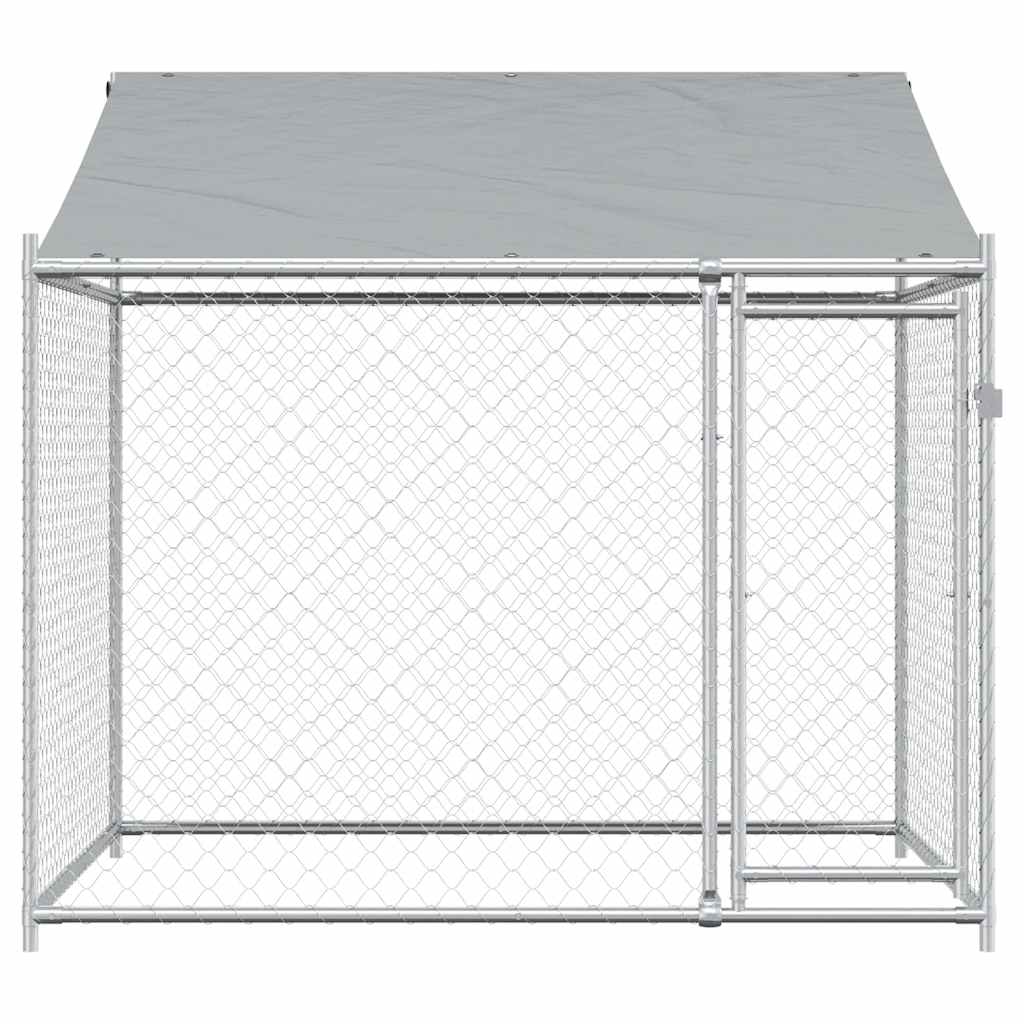 Hondenhok met dak en deur 2x2x2 m gegalvaniseerd staal grijs is nu te koop bij PeponiXL, paradijselijk wonen!