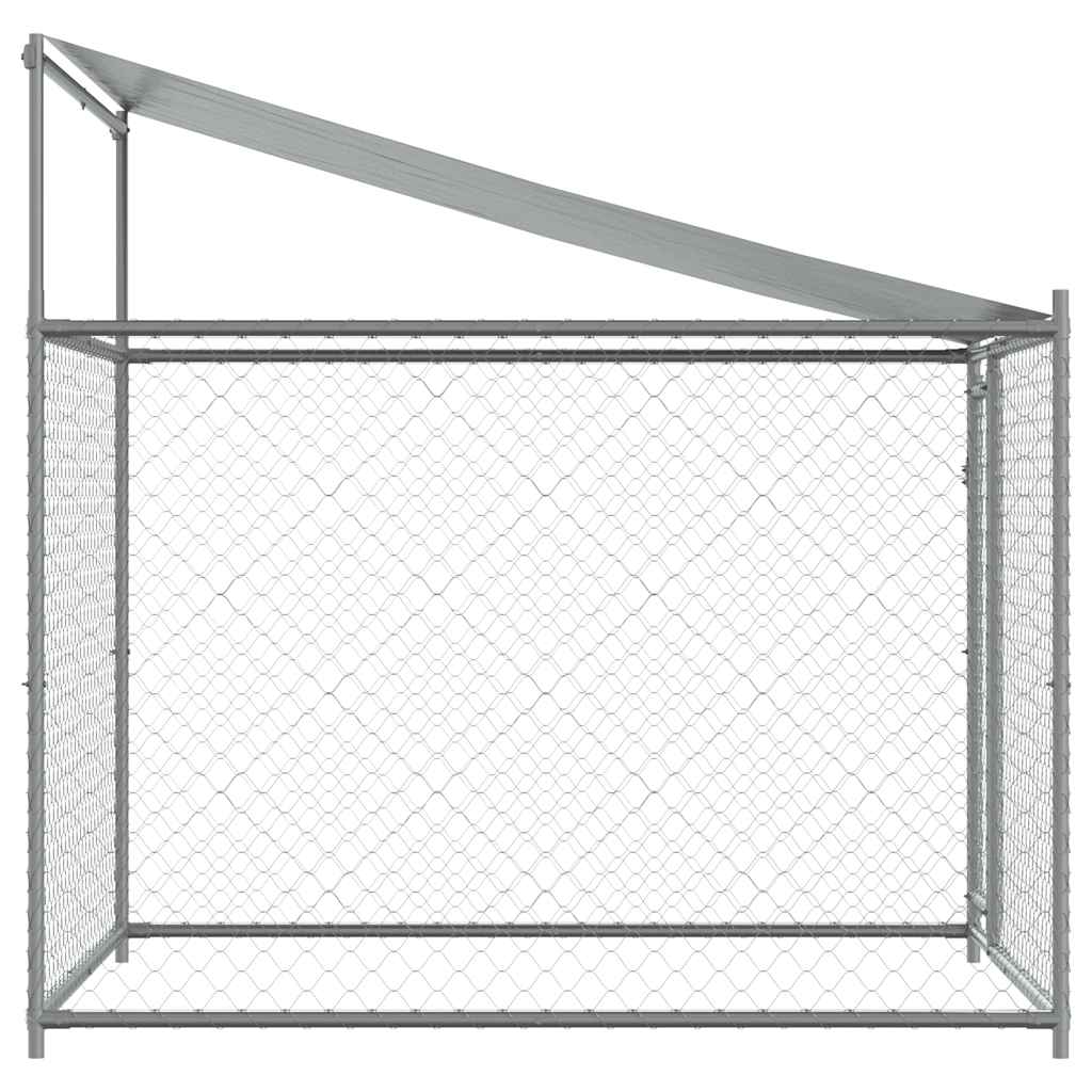Hondenhok met dak en deur 2x2x2 m gegalvaniseerd staal grijs is nu te koop bij PeponiXL, paradijselijk wonen!