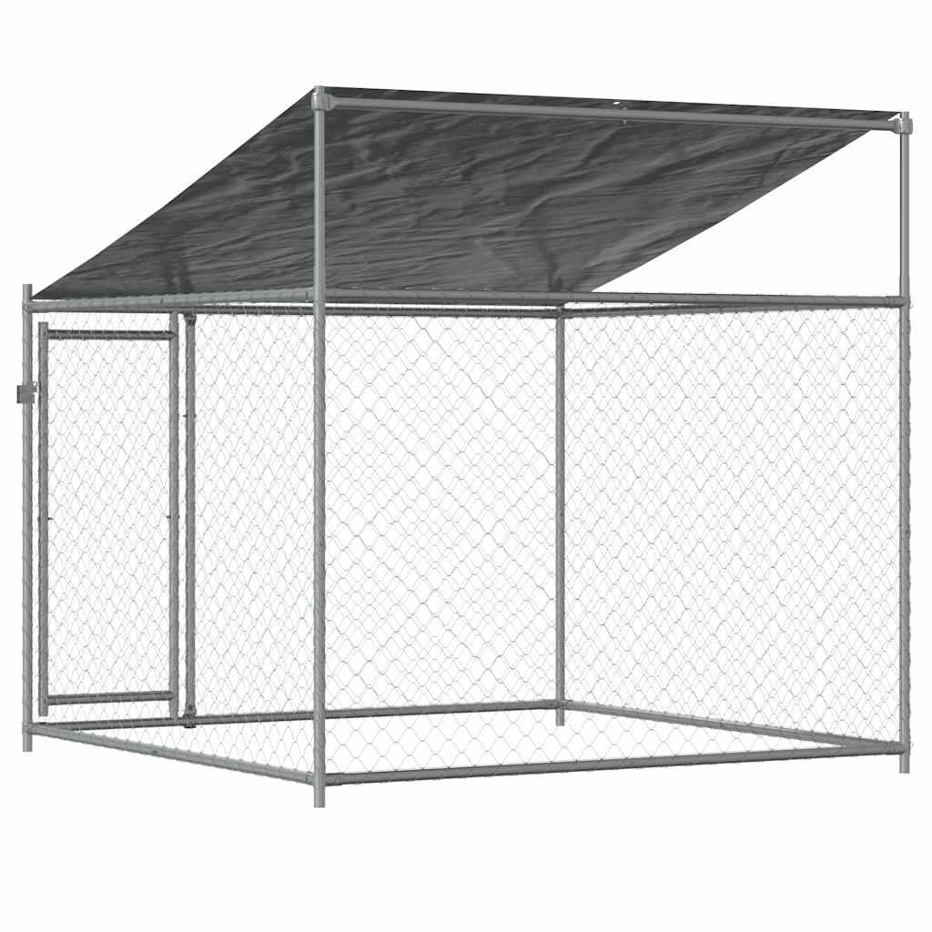 Hondenhok met dak en deur 2x2x2 m gegalvaniseerd staal grijs is nu te koop bij PeponiXL, paradijselijk wonen!