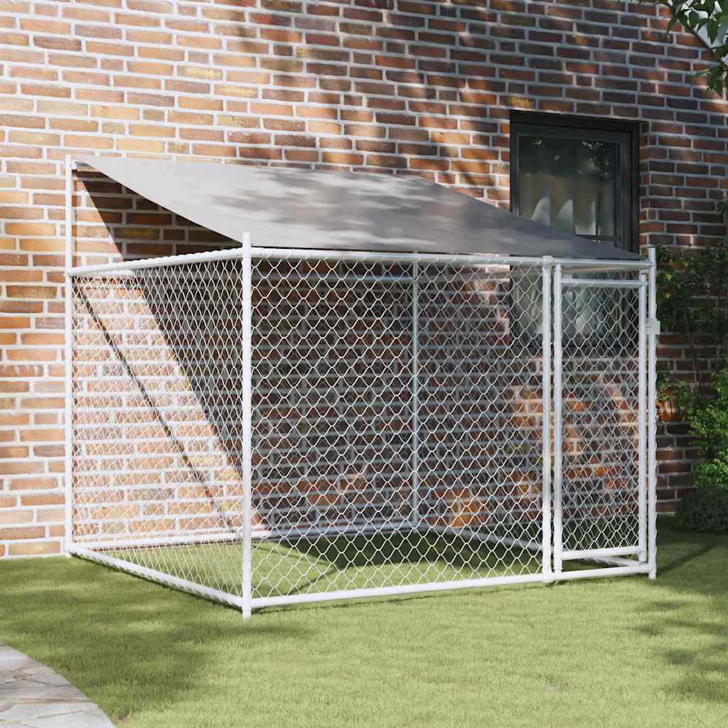 Hondenhok met dak en deur 2x2x2 m gegalvaniseerd staal grijs is nu te koop bij PeponiXL, paradijselijk wonen!