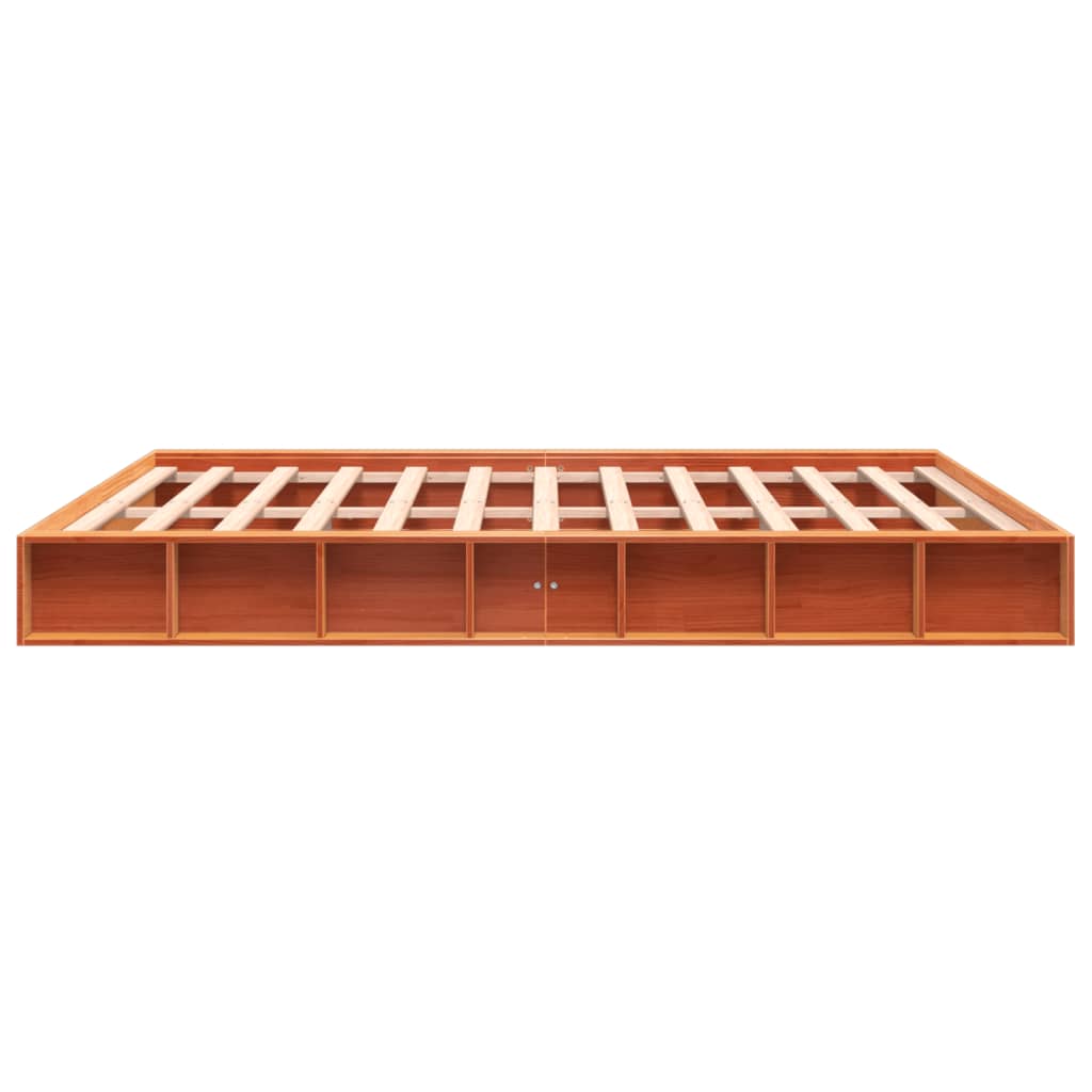 Bedframe zonder matras massief grenenhout wasbruin 200x200 cm is nu te koop bij PeponiXL, paradijselijk wonen!
