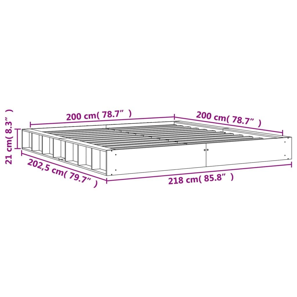 Bedframe zonder matras massief grenenhout wasbruin 200x200 cm is nu te koop bij PeponiXL, paradijselijk wonen!