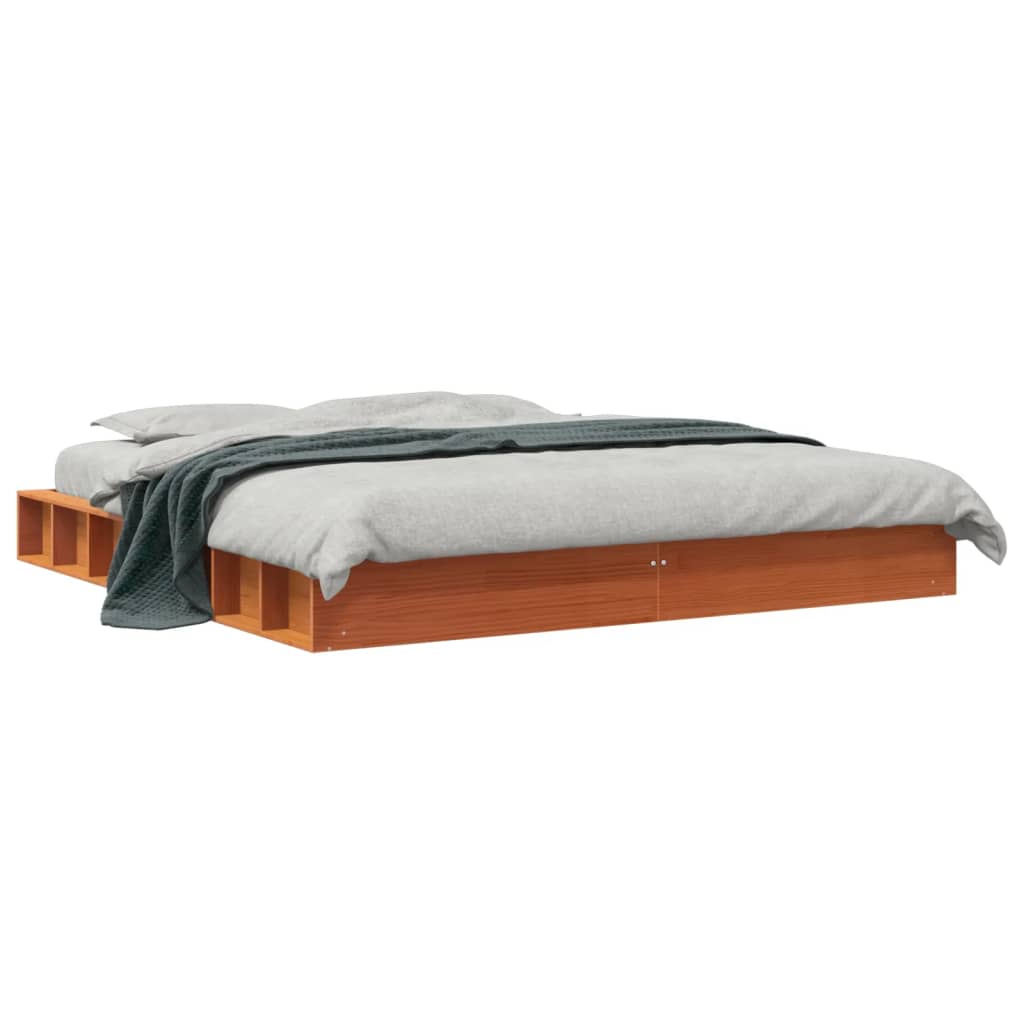 Bedframe zonder matras massief grenenhout wasbruin 180x200 cm is nu te koop bij PeponiXL, paradijselijk wonen!