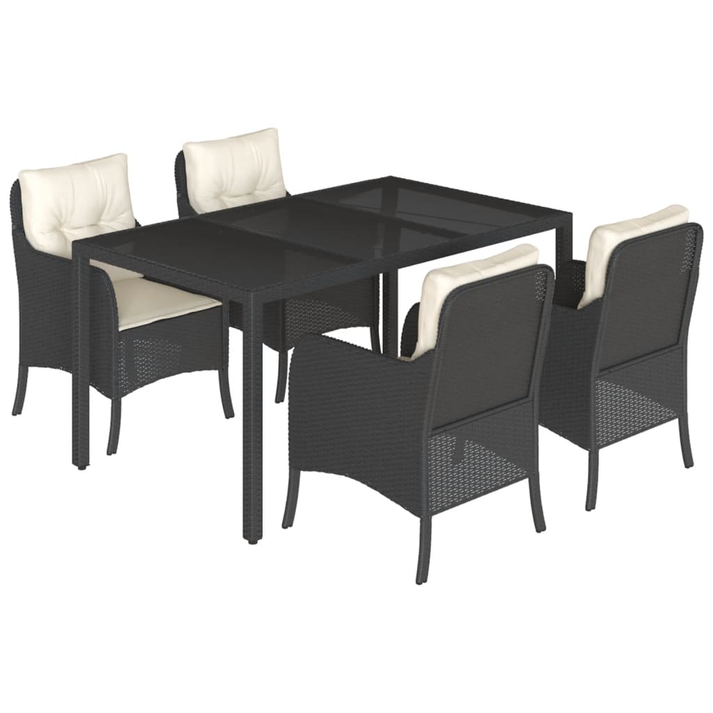 5-delige Tuinset met kussens poly rattan zwart is nu te koop bij PeponiXL, paradijselijk wonen!