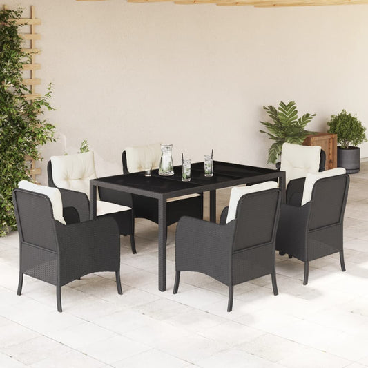 7-delige Tuinset met kussens poly rattan zwart is nu te koop bij PeponiXL, paradijselijk wonen!