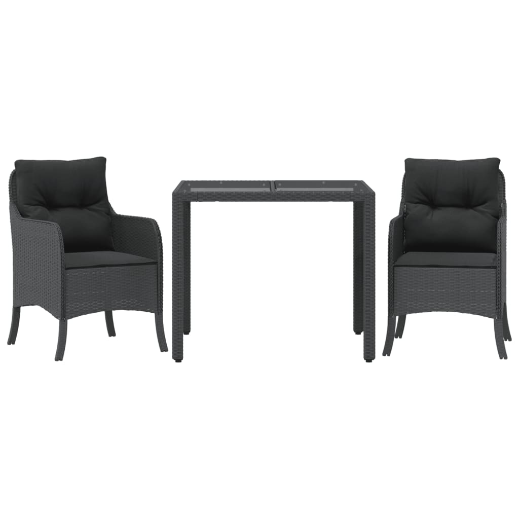 3-delige Tuinset met kussens poly rattan zwart is nu te koop bij PeponiXL, paradijselijk wonen!