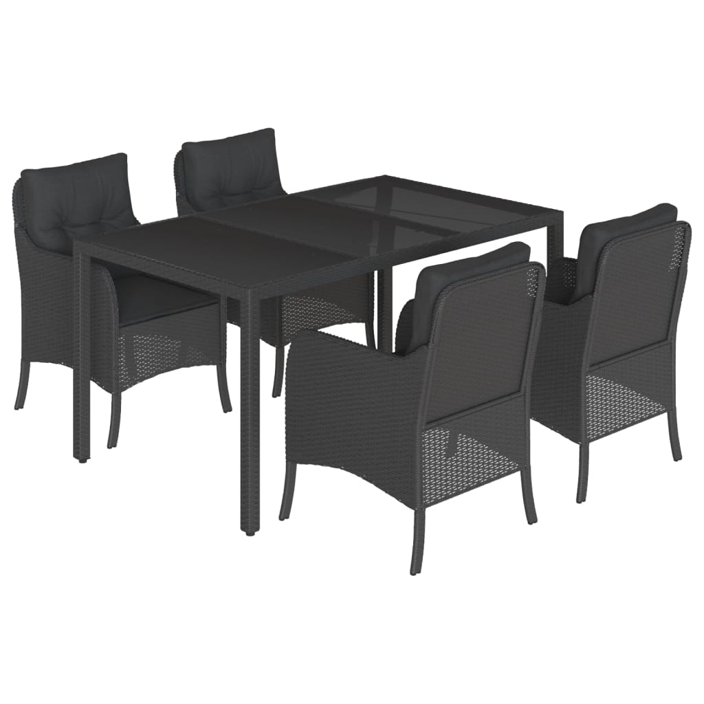 5-delige Tuinset met kussens poly rattan zwart is nu te koop bij PeponiXL, paradijselijk wonen!