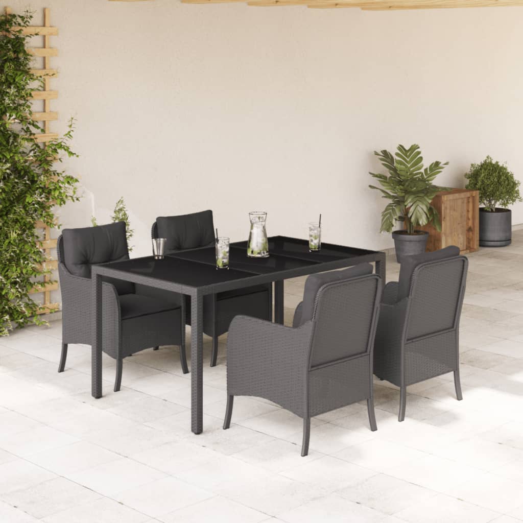5-delige Tuinset met kussens poly rattan zwart is nu te koop bij PeponiXL, paradijselijk wonen!