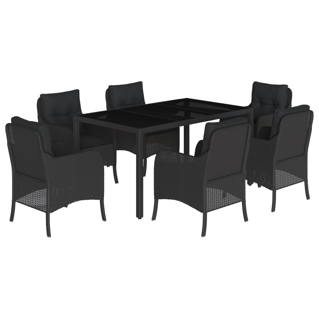 7-delige Tuinset met kussens poly rattan zwart is nu te koop bij PeponiXL, paradijselijk wonen!