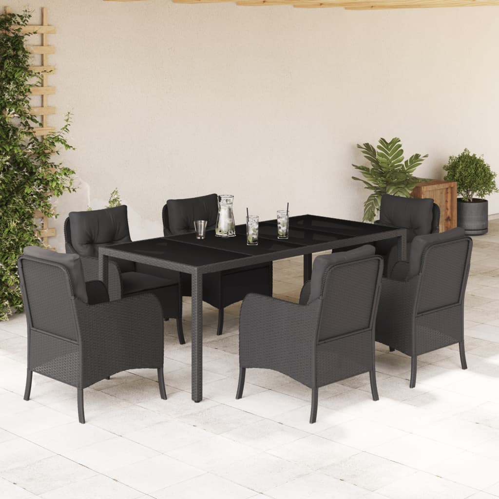 7-delige Tuinset met kussens poly rattan zwart is nu te koop bij PeponiXL, paradijselijk wonen!