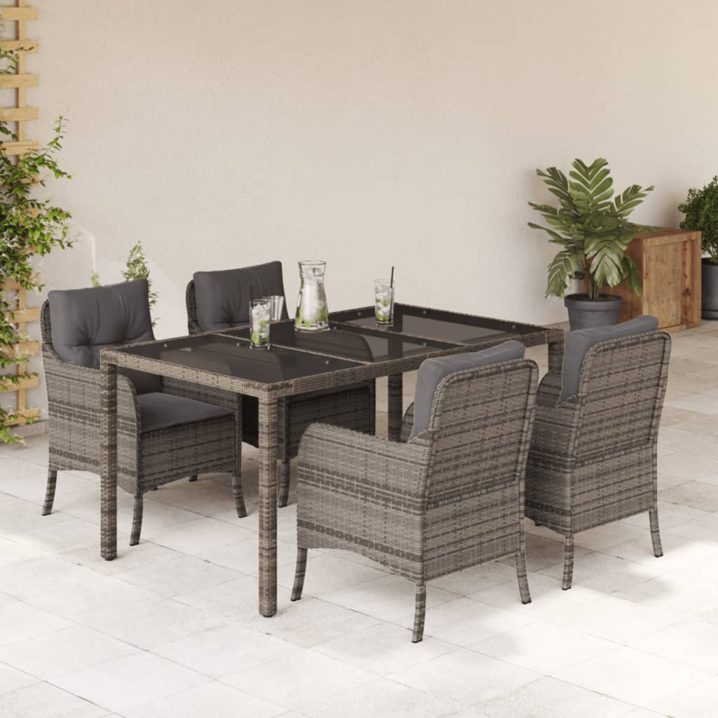 5-delige Tuinset met kussens poly rattan grijs is nu te koop bij PeponiXL, paradijselijk wonen!