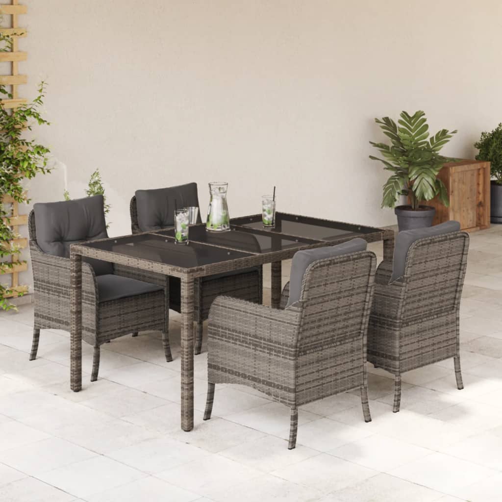 5-delige Tuinset met kussens poly rattan grijs is nu te koop bij PeponiXL, paradijselijk wonen!