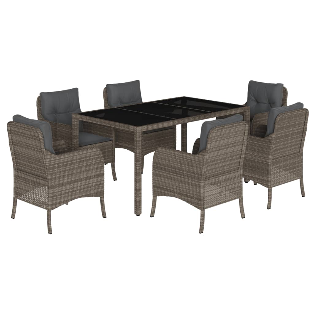 7-delige Tuinset met kussens poly rattan grijs is nu te koop bij PeponiXL, paradijselijk wonen!