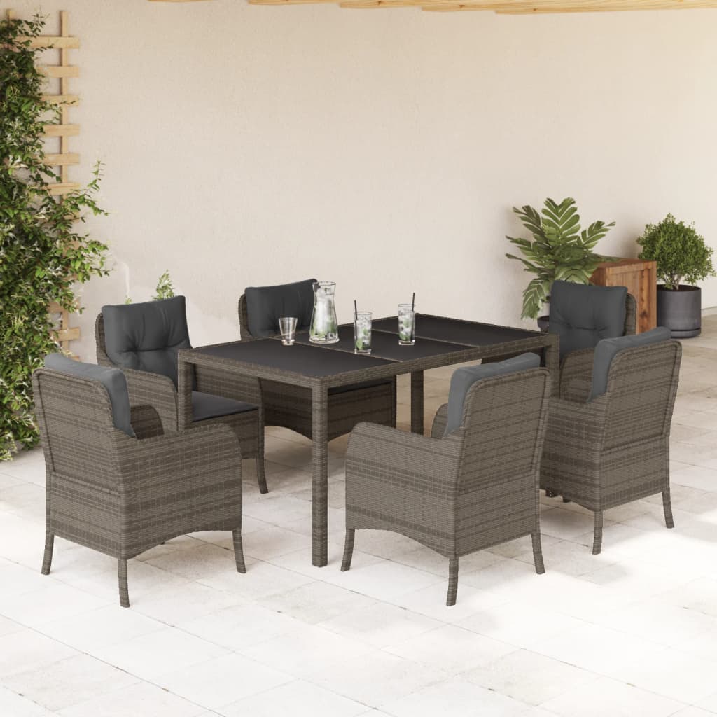 7-delige Tuinset met kussens poly rattan grijs is nu te koop bij PeponiXL, paradijselijk wonen!