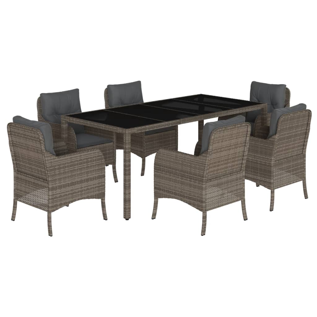 7-delige Tuinset met kussens poly rattan grijs is nu te koop bij PeponiXL, paradijselijk wonen!