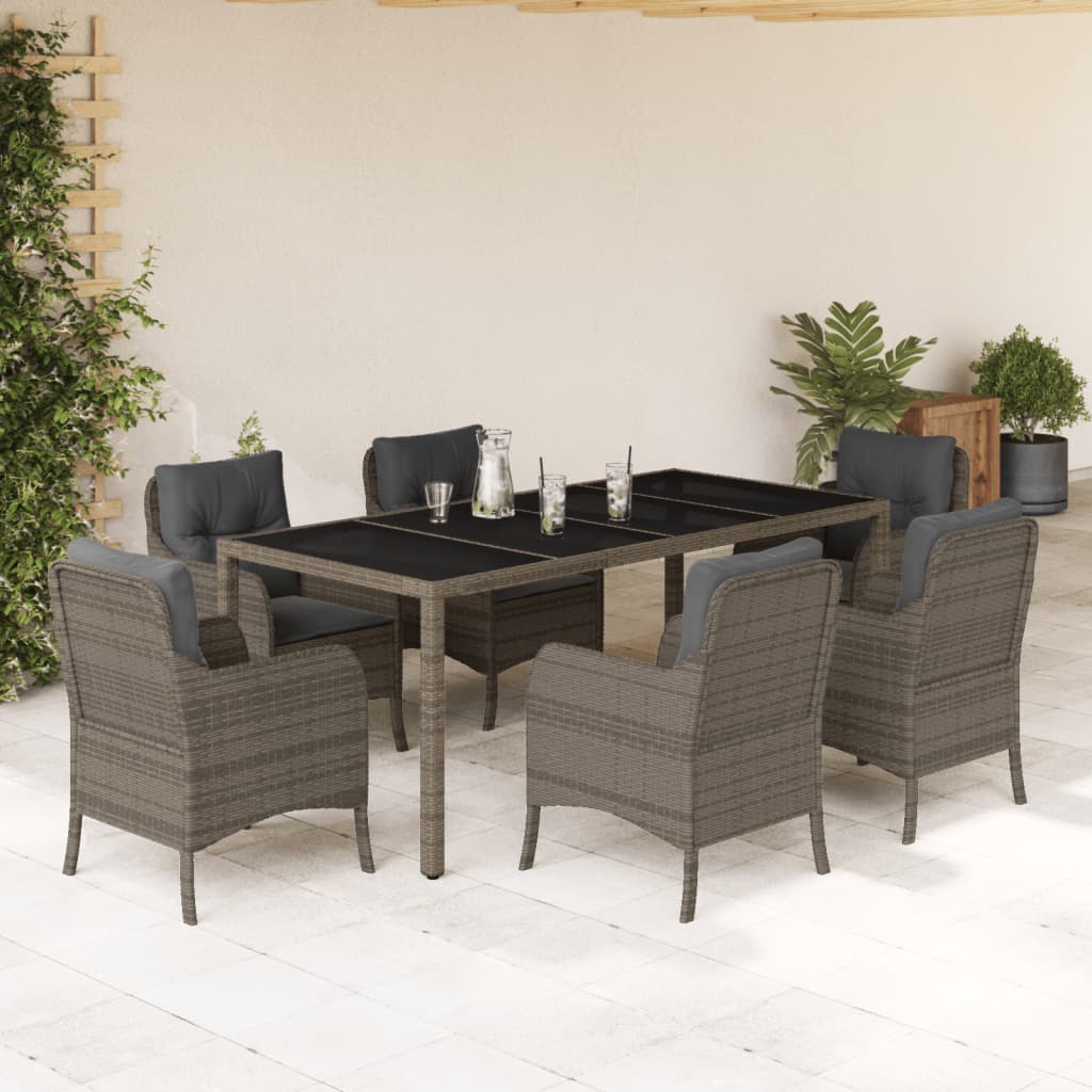 7-delige Tuinset met kussens poly rattan grijs is nu te koop bij PeponiXL, paradijselijk wonen!