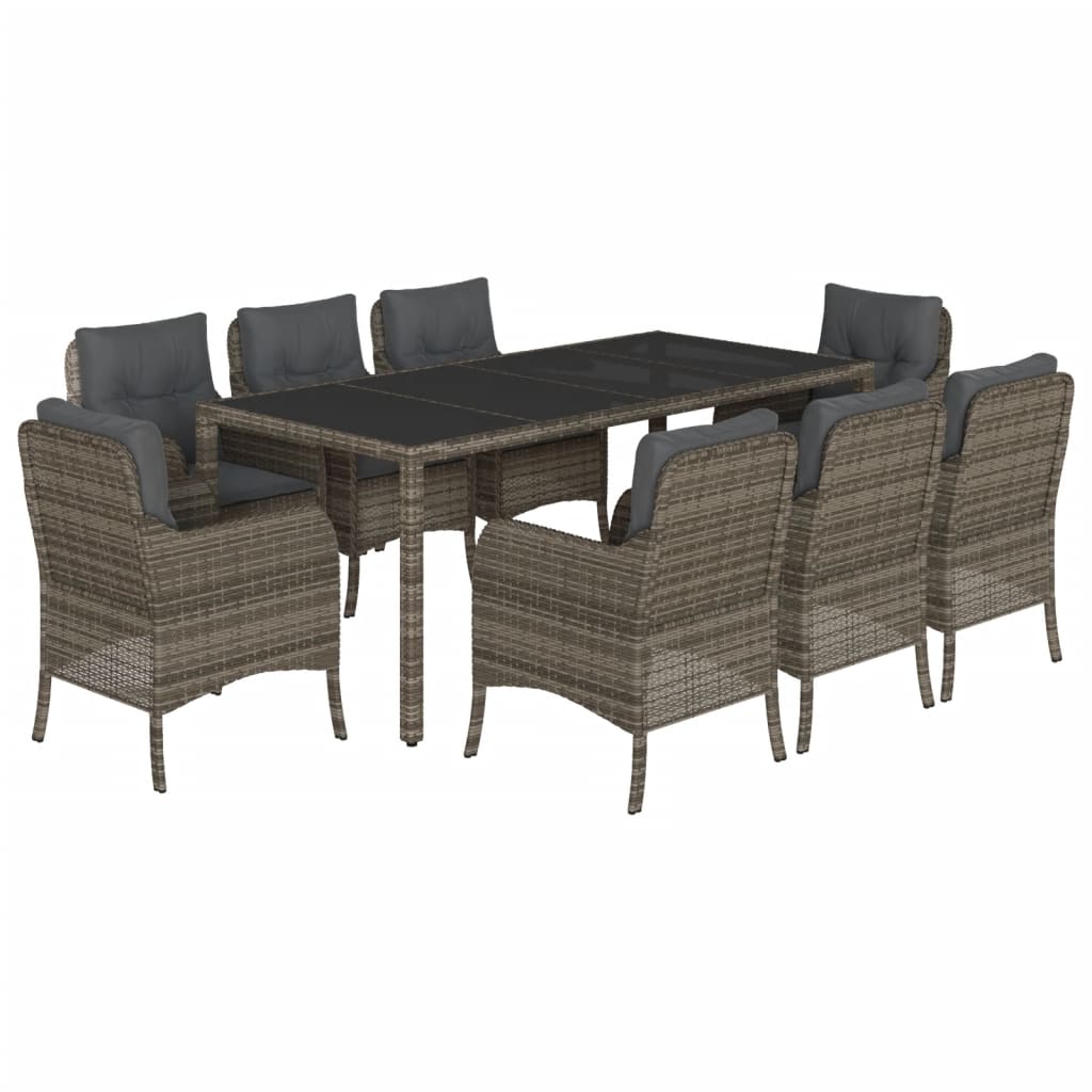 9-delige Tuinset met kussens poly rattan grijs is nu te koop bij PeponiXL, paradijselijk wonen!