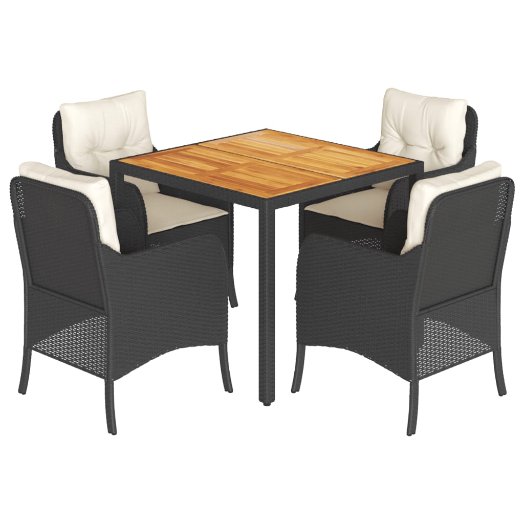 5-delige Tuinset met kussens poly rattan zwart is nu te koop bij PeponiXL, paradijselijk wonen!