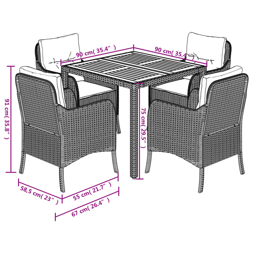 5-delige Tuinset met kussens poly rattan zwart is nu te koop bij PeponiXL, paradijselijk wonen!