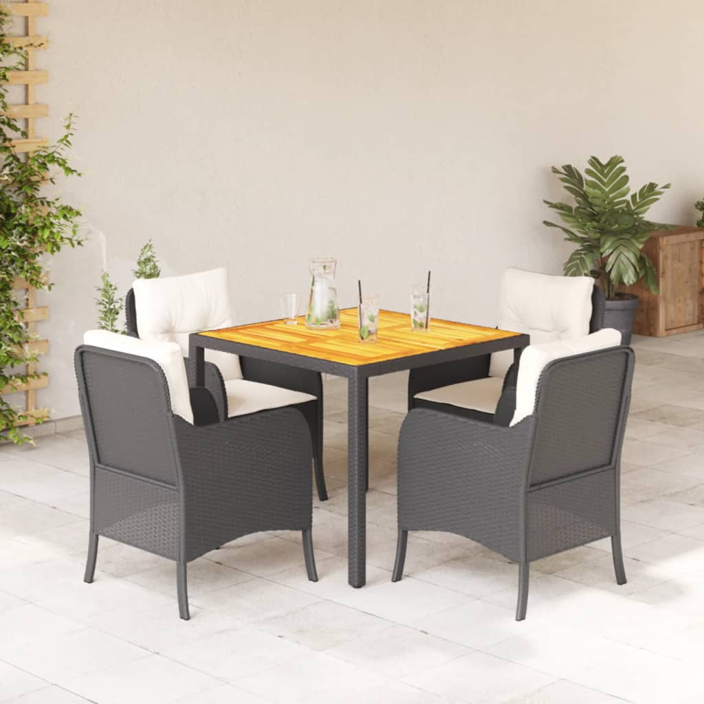 5-delige Tuinset met kussens poly rattan zwart is nu te koop bij PeponiXL, paradijselijk wonen!