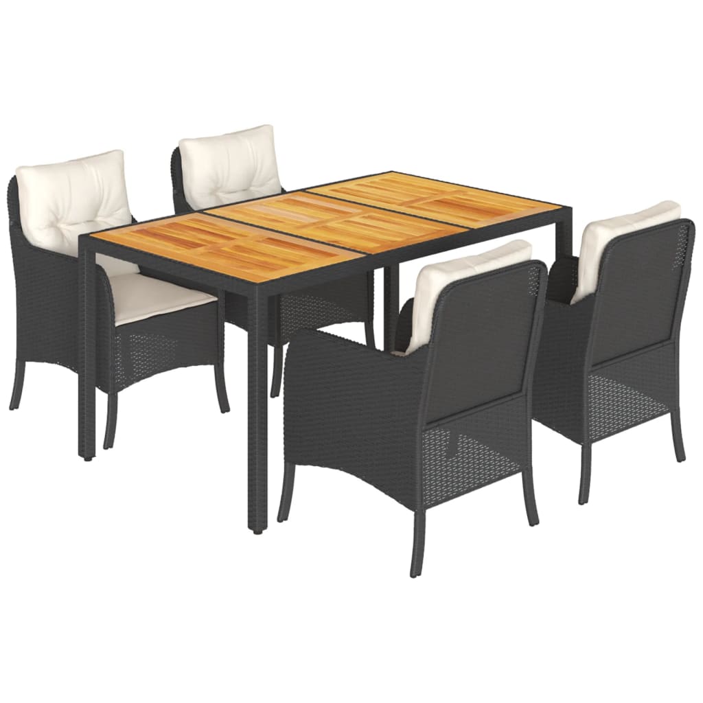 5-delige Tuinset met kussens poly rattan zwart is nu te koop bij PeponiXL, paradijselijk wonen!