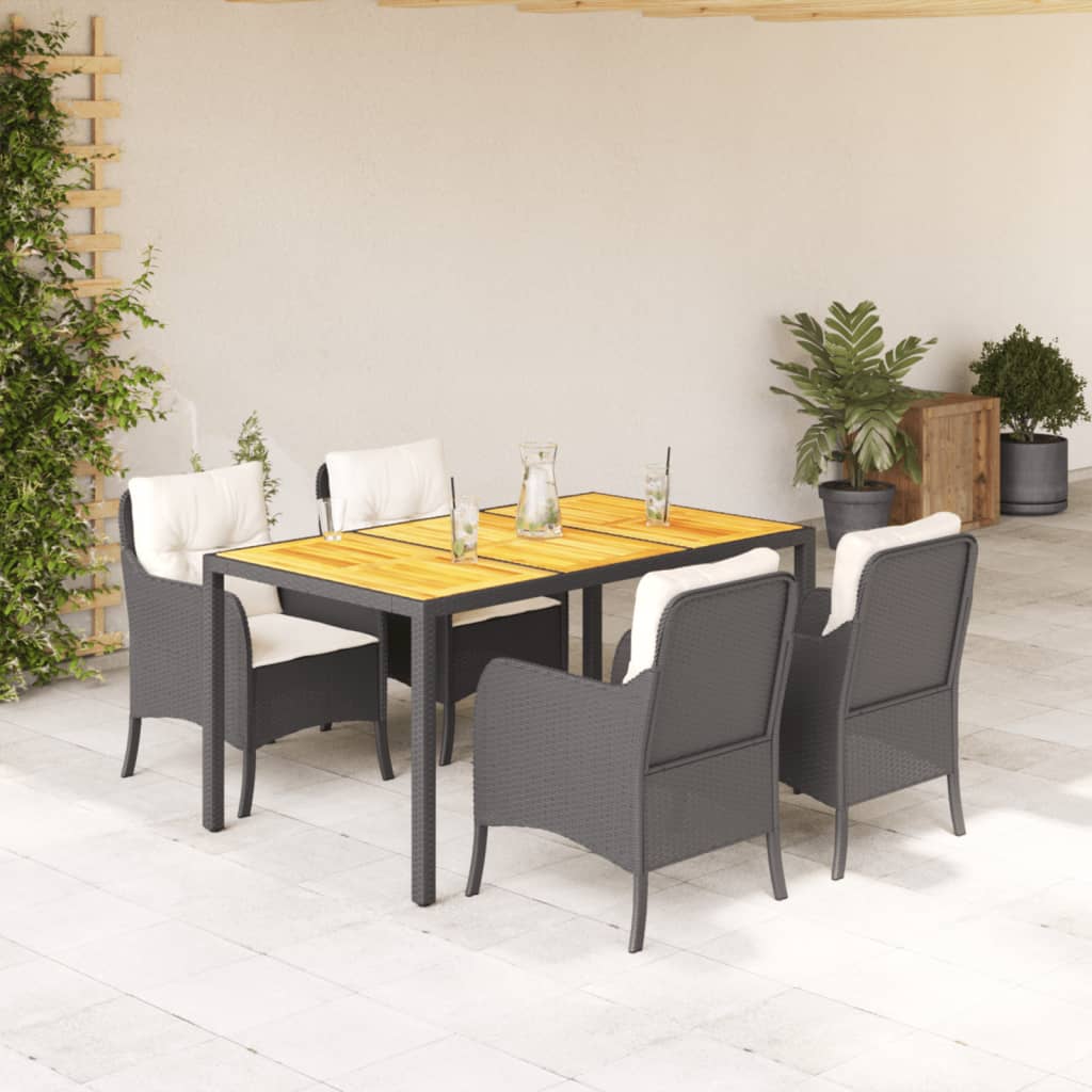 5-delige Tuinset met kussens poly rattan zwart is nu te koop bij PeponiXL, paradijselijk wonen!