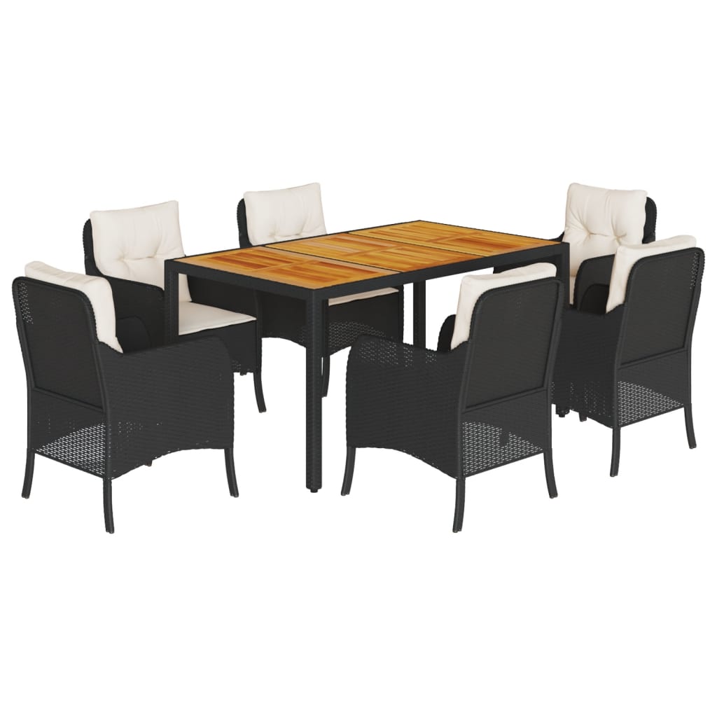 7-delige Tuinset met kussens poly rattan zwart is nu te koop bij PeponiXL, paradijselijk wonen!